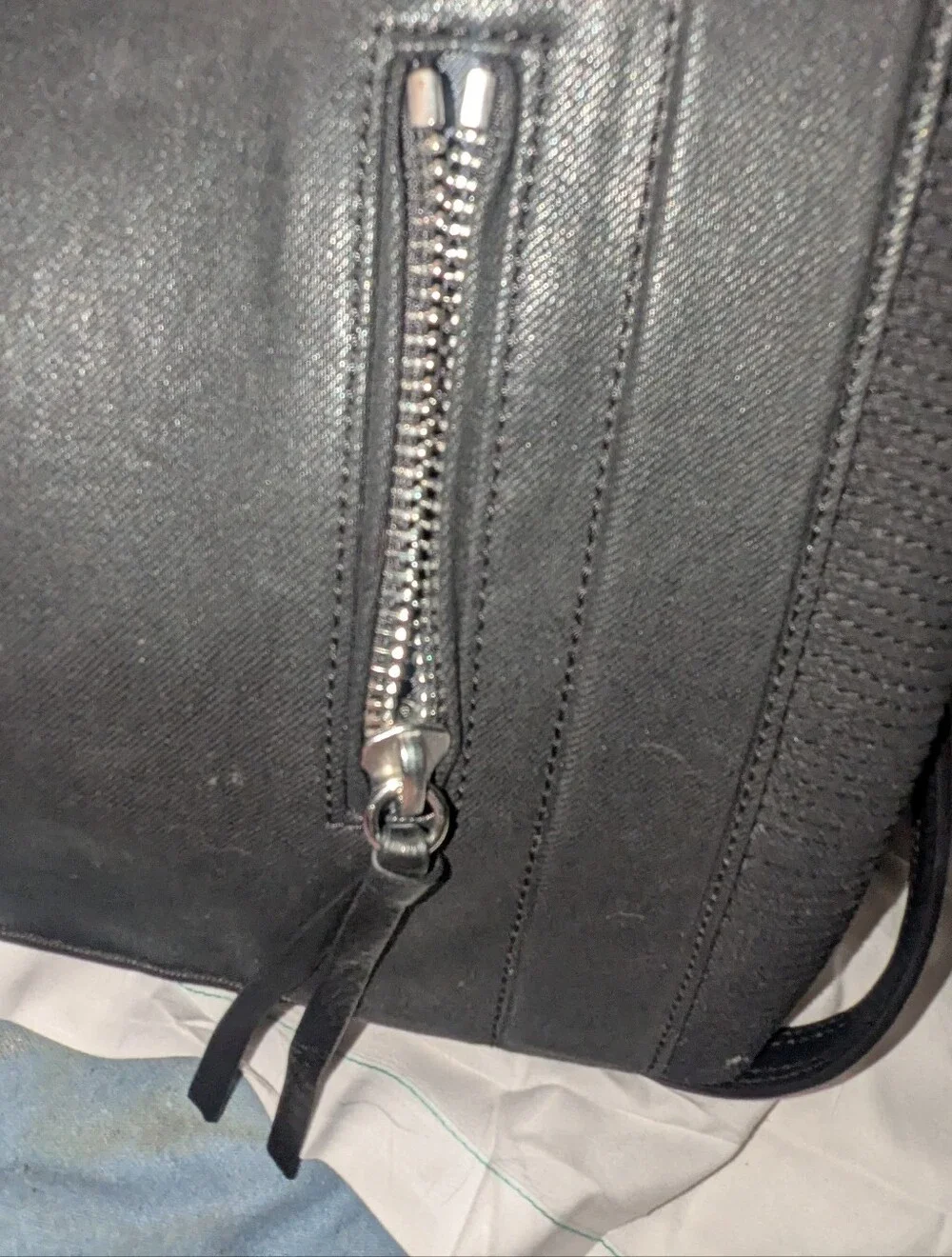 Diesel Le Zipper Le Tracy Tote Black Denim Leather Details